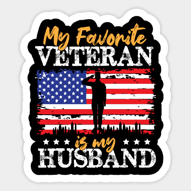 My Favorite Veteran Is My Husband,  Us Marine Veteran, Us Veterans Day Gift Sticker by printalpha-art